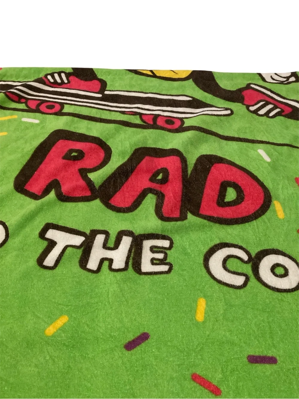 Rad To The Cone Green Beach Pool Bath Towel Ice Cream Skateboard Confetti